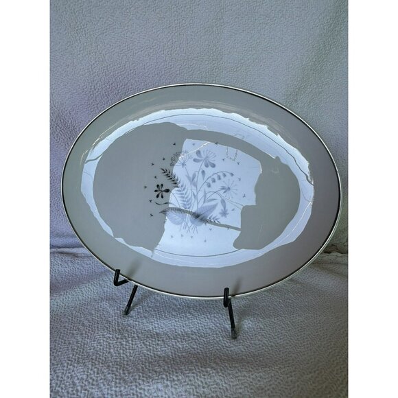 Parisienne by Royal Jackson Deauville Platinum Oval Serving Platter 15 Inch EUC - Picture 3 of 7